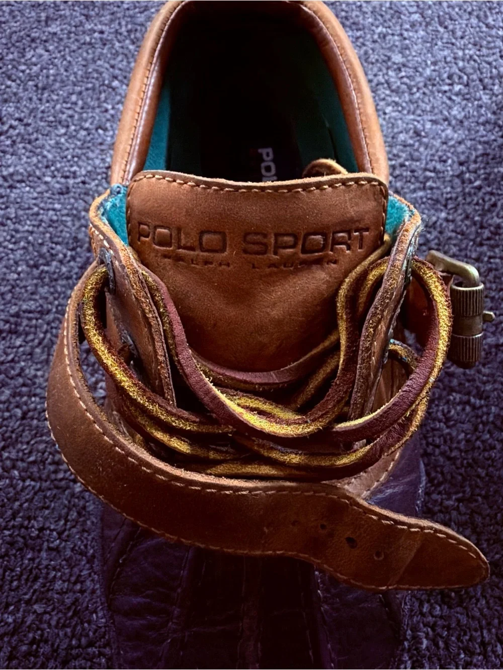 Polo by Ralph Lauren Brown and Tan Leather Boat Shoes